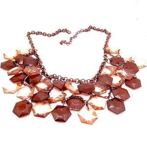 Statement Necklace Featuring Brown Faceted Beads On A Chain 16” With 2.5” Ext.
